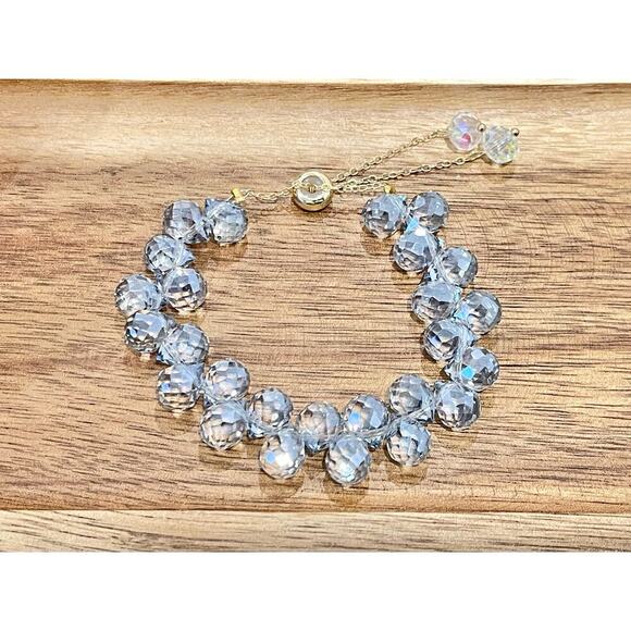 Swarovski Beaded Bracelet- Gray Blue Gold - Picture 9 of 11